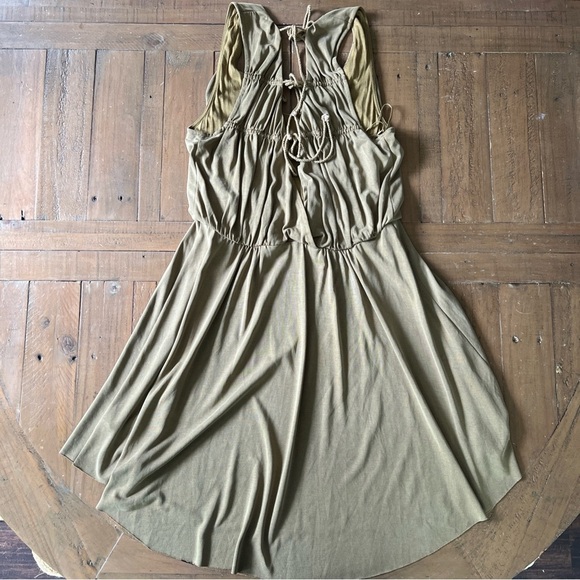 FREE PEOPLE Cupro True As Love Dress in Fatigue Open Back Utilitarian Medium - Picture 9 of 13